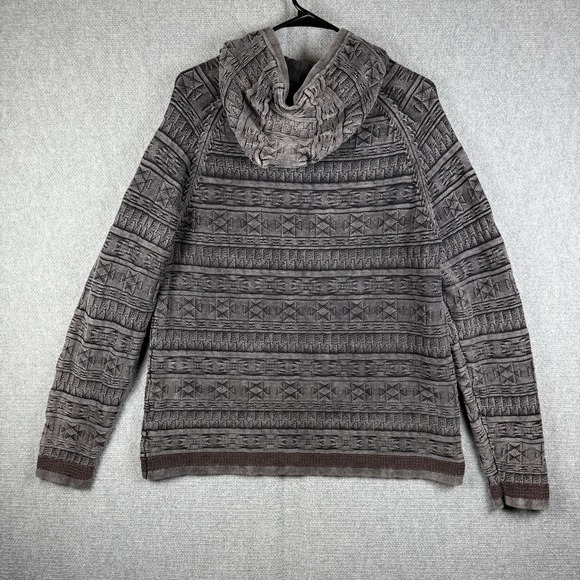 CARBON 2 COBALT Hoodie Mens Aztec Size Large Pullover Henley Sweater Cotton Grey - Picture 5 of 7